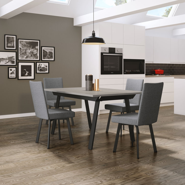 Gray Thermofused Laminate Extendable Dining Table Set with 4 Chairs