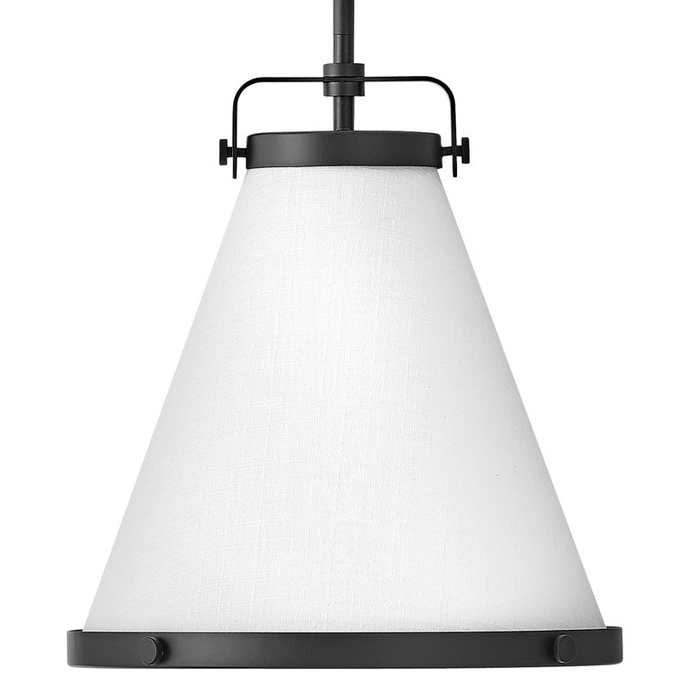 Lark Transitional Black Pendant Light with Off-White Textured Shade