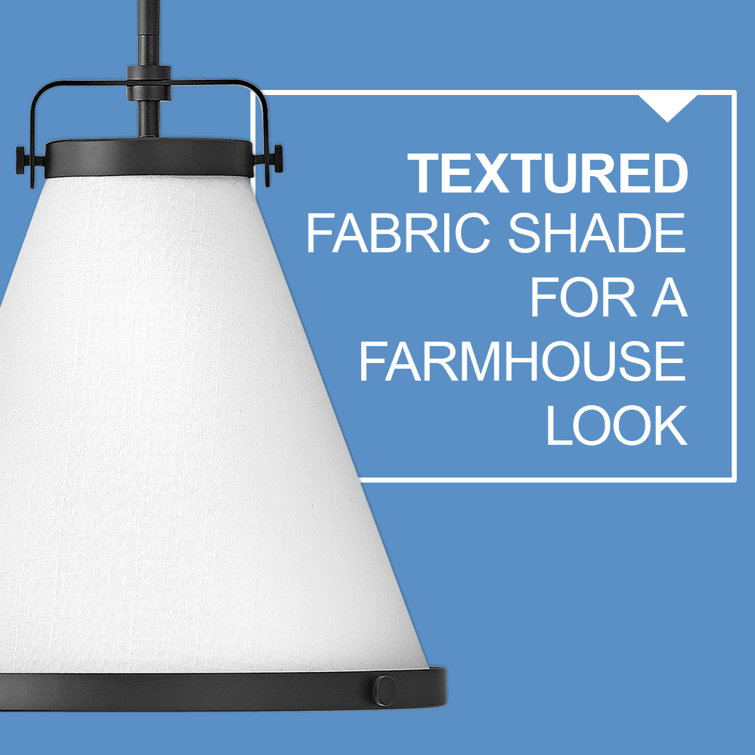 Lark Transitional Black Pendant Light with Off-White Textured Shade