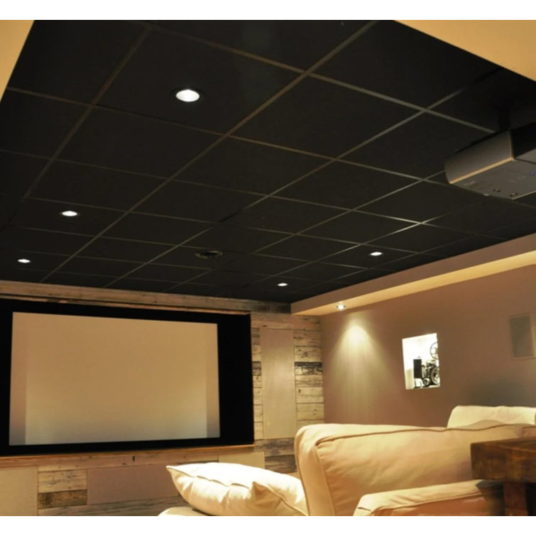 Matte Black Sound Absorbing Acoustic Drop-in Ceiling Tiles