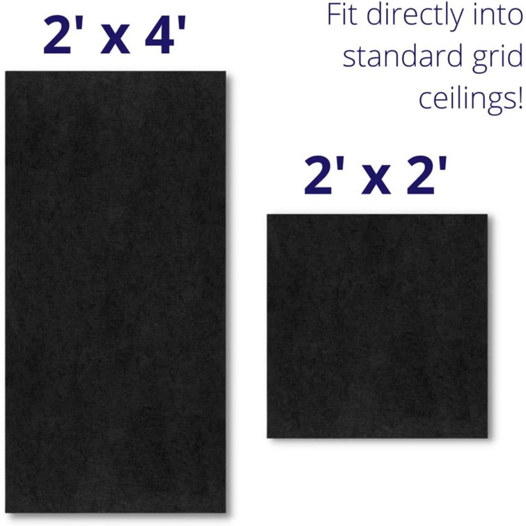 Matte Black Sound Absorbing Acoustic Drop-in Ceiling Tiles