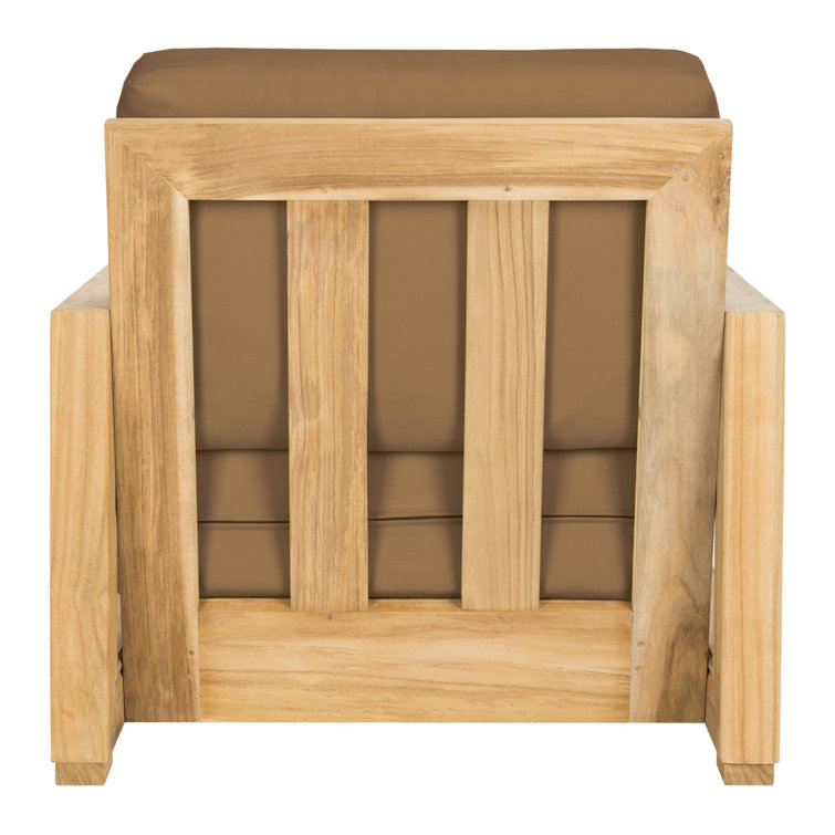 Natural Teak Outdoor Lounge Chair with Brown Cushions