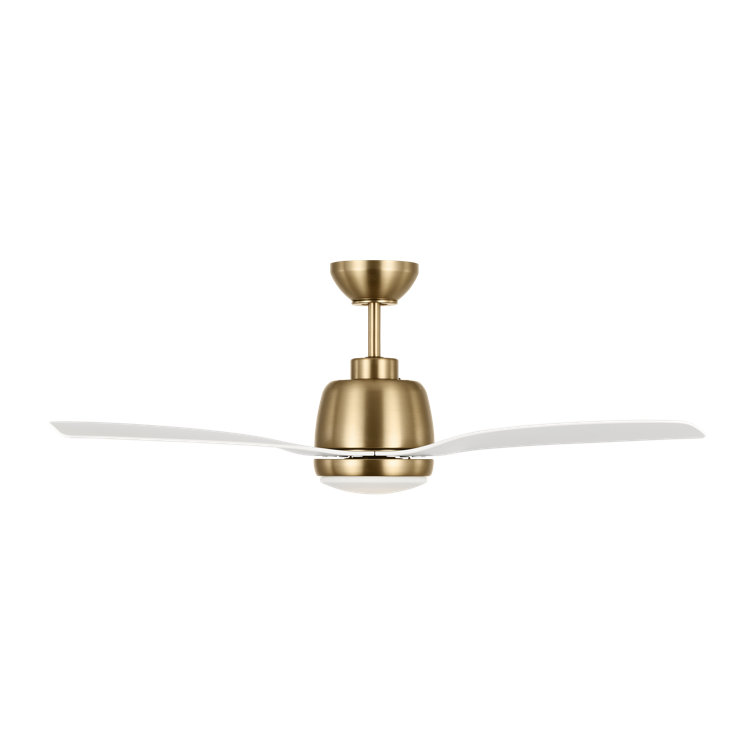 Satin Brass and White 44" LED Ceiling Fan with Remote