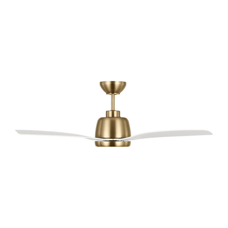 Satin Brass and White 44" LED Ceiling Fan with Remote
