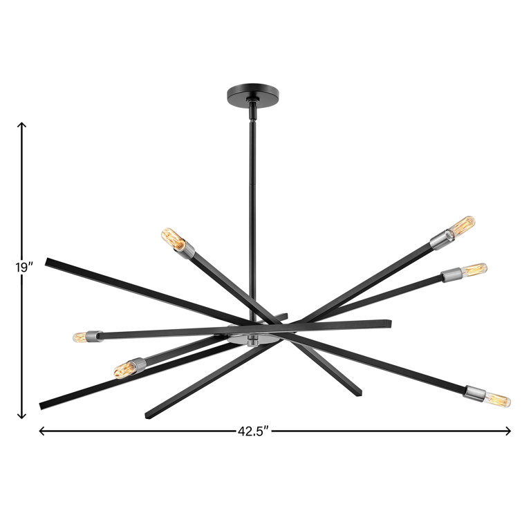 Mini Sputnik 6-Light Chandelier in Satin Black with Articulating Arms
