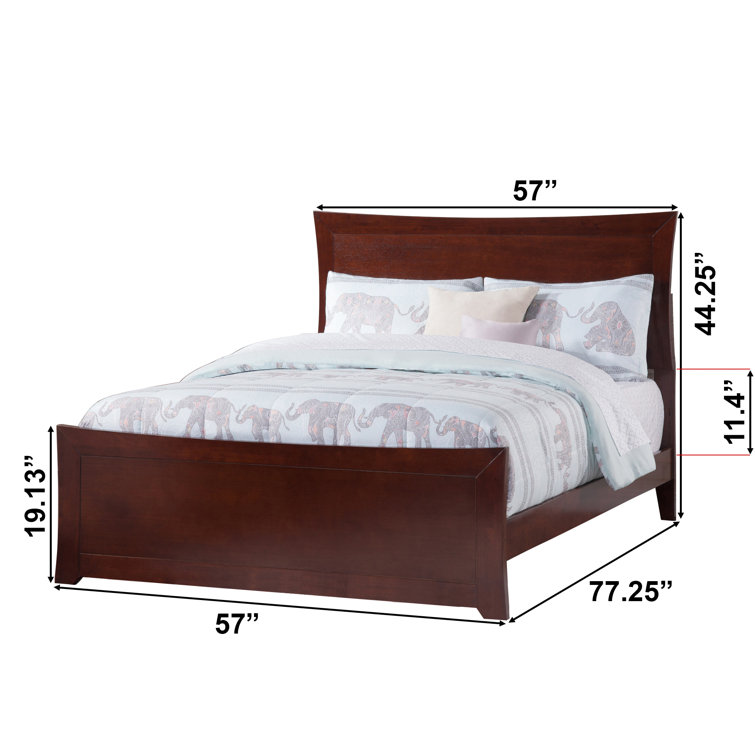 Walnut Full Upholstered Wood Platform Bed with Headboard