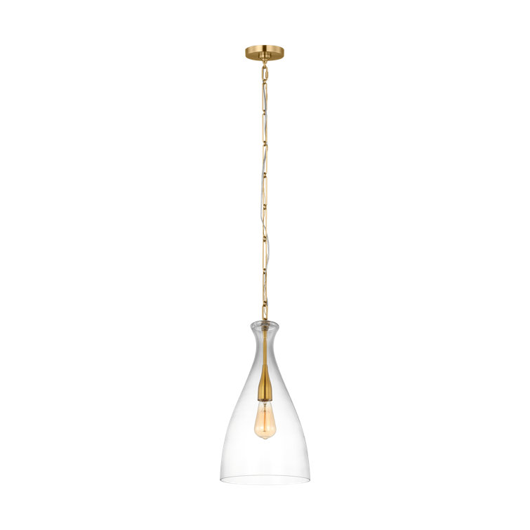 Athena Burnished Brass Mini Pendant with Clear Glass Shade