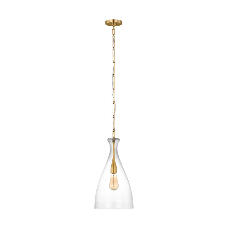 Athena Burnished Brass Mini Pendant with Clear Glass Shade