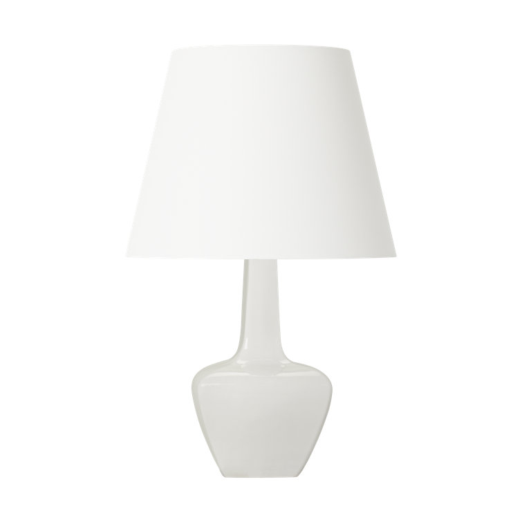 New White Ceramic Table Lamp with Linen Shade