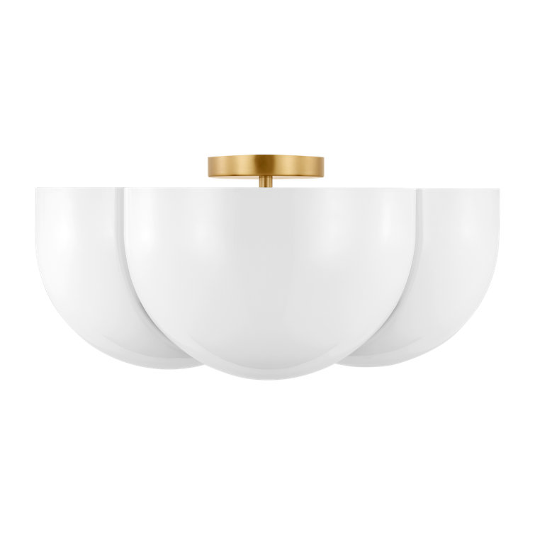 Cheverny 20" Burnished Brass and Glass Semi-Flush Mount Light