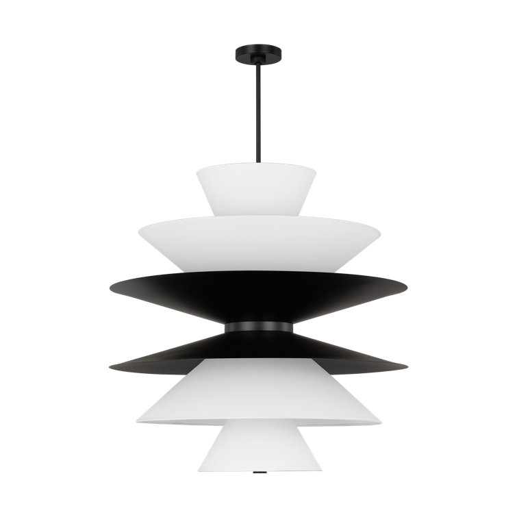 Aged Iron and Glass 16-Light Pendant with Black Cord