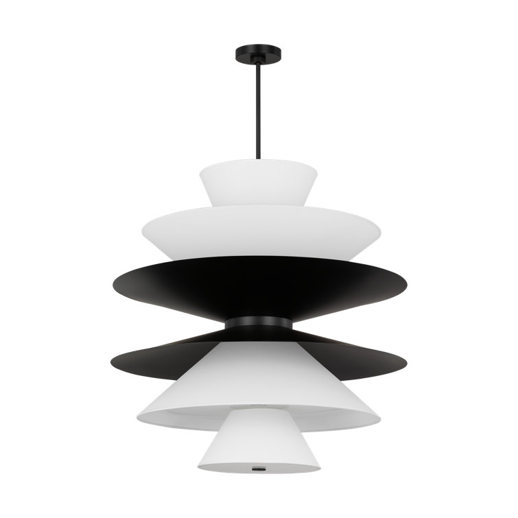 Aged Iron and Glass 16-Light Pendant with Black Cord