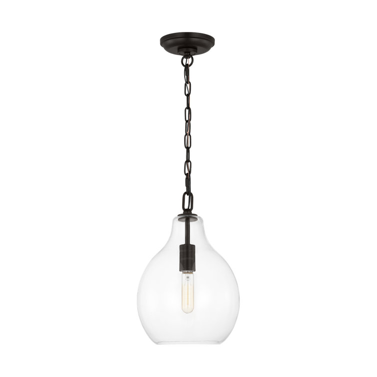 Aged Iron Clear Glass Teardrop Pendant Light