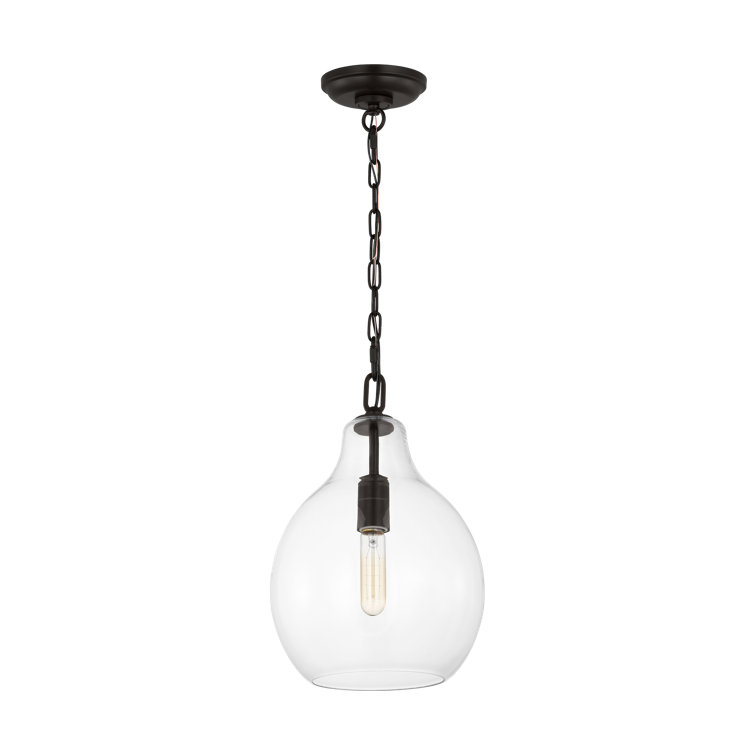 Aged Iron Clear Glass Teardrop Pendant Light