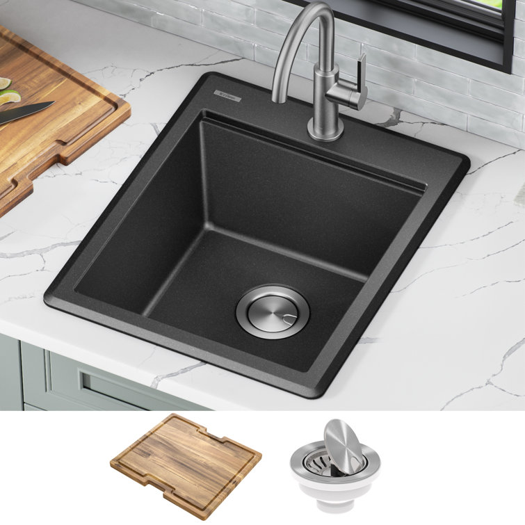 Bellucci Metallic Black Granite Composite Single Bowl Kitchen Sink
