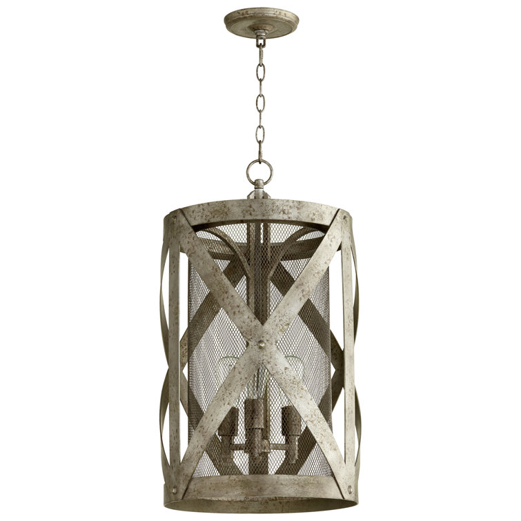 Graphite 3-Light Drum Pendant with Metal Mesh Cage