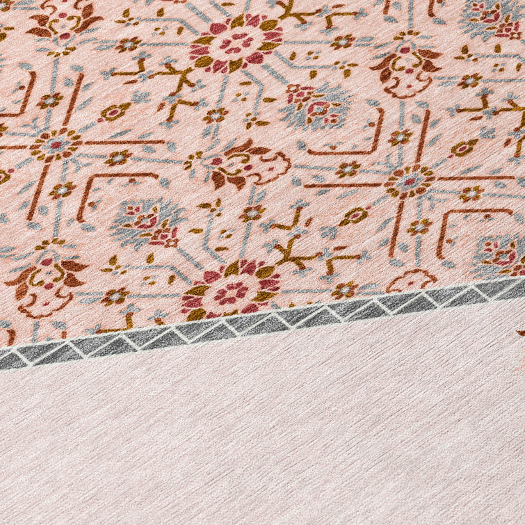 Chantille Pink Synthetic Flat Woven Washable Rug 1'8" x 2'6"