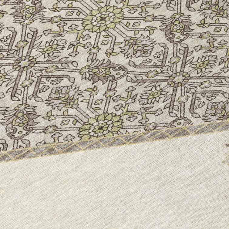 Ivory and Gray Synthetic Flat Woven Washable Rug