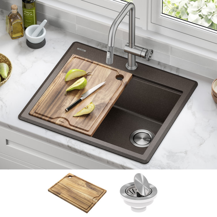 KRAUS Bellucci 25" Metallic Brown Granite Composite Workstation Sink