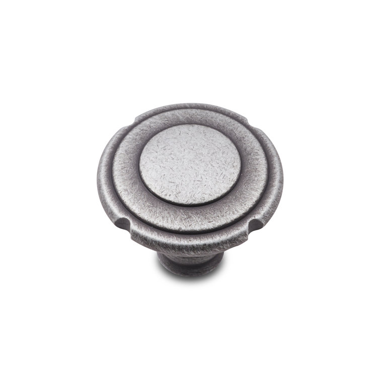 Small Distressed Nickel Mushroom Cabinet Knob with Mounting Hardware