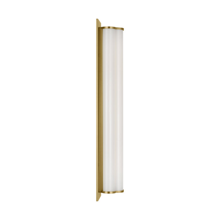 Burnished Brass and Milk Glass Dimmable LED Vanity Light
