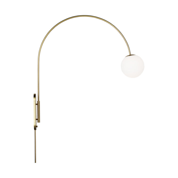 Burnished Brass Swing Arm Sconce with Milk Glass Shade