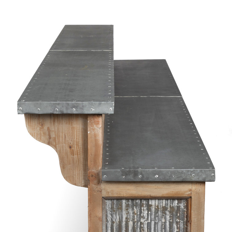 90'' Reclaimed Wood and Metal Rustic Home Bar