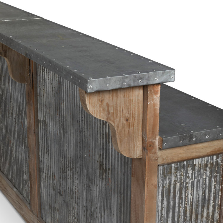 90'' Reclaimed Wood and Metal Rustic Home Bar