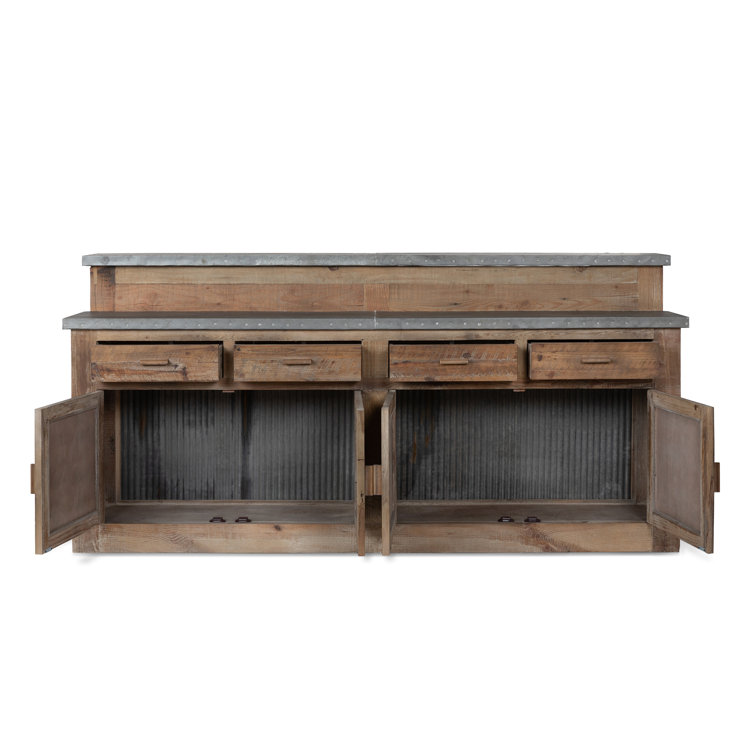 90'' Reclaimed Wood and Metal Rustic Home Bar