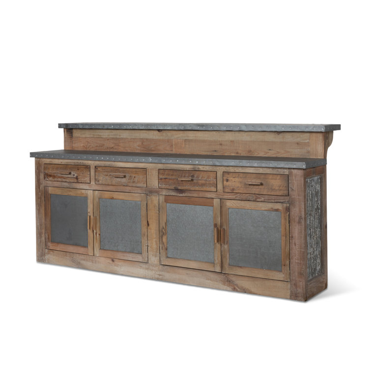 90'' Reclaimed Wood and Metal Rustic Home Bar