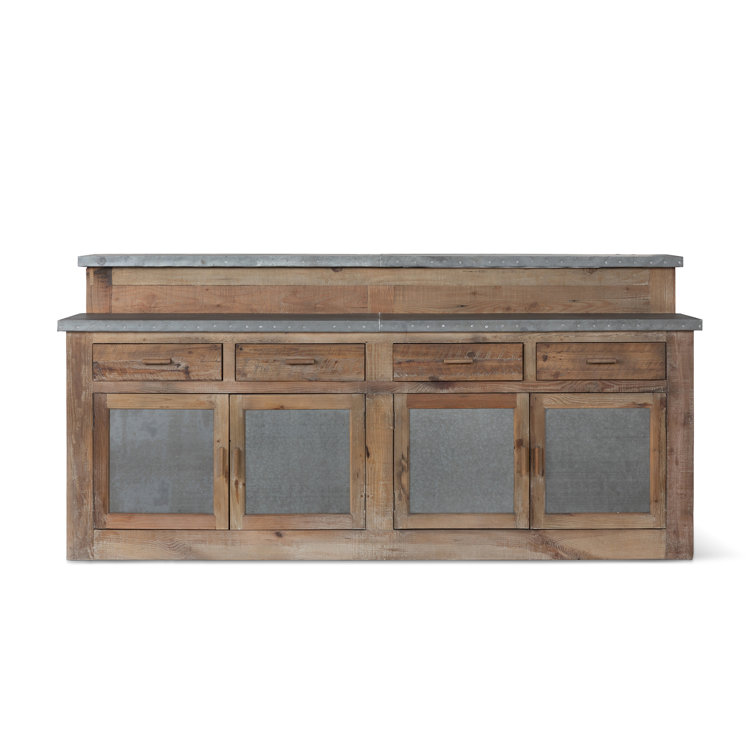 90'' Reclaimed Wood and Metal Rustic Home Bar