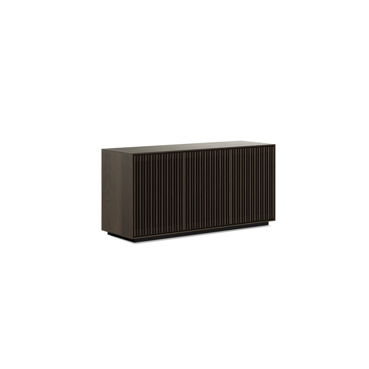Toasted Oak and Black 3-Door Media Storage Console with Glass Shelves