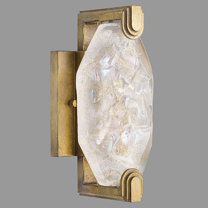 Allison Paladino Gold Leaf Dimmable LED Sconce with Sculpted Glass