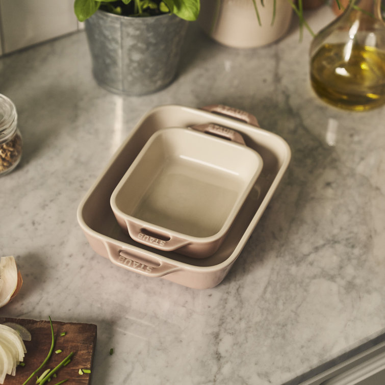 Staub Light Pink Ceramic Rectangular Baking Dish Set