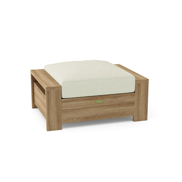 Madera Teak Outdoor Ottoman with Natural Sunbrella Cushion
