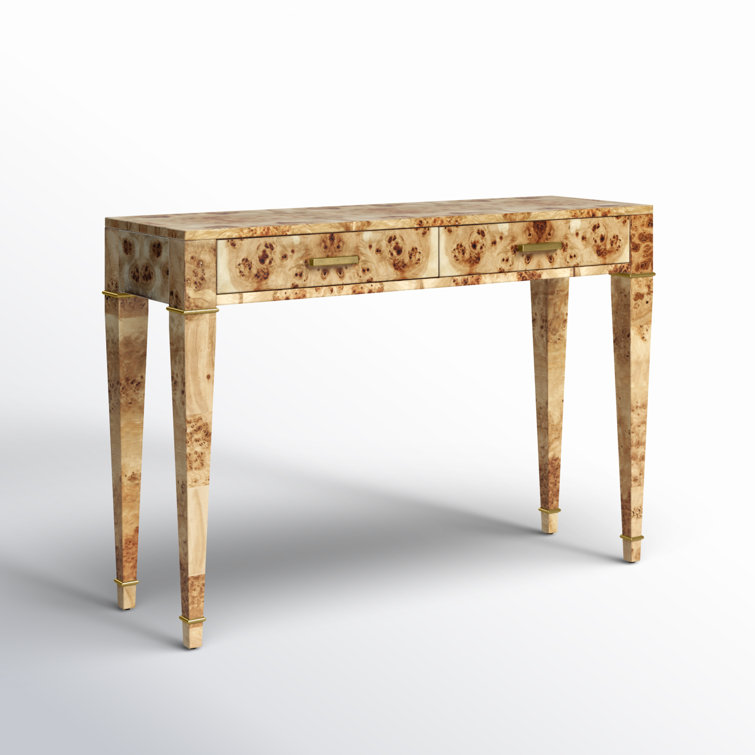Kai 45" Natural Burl Wood Console Table with Gold Accents