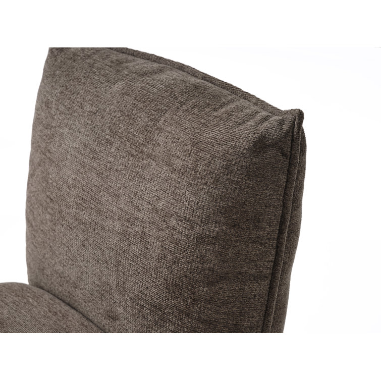 Mocca Polyester Blend Swivel Lounge Chair with Metal Base