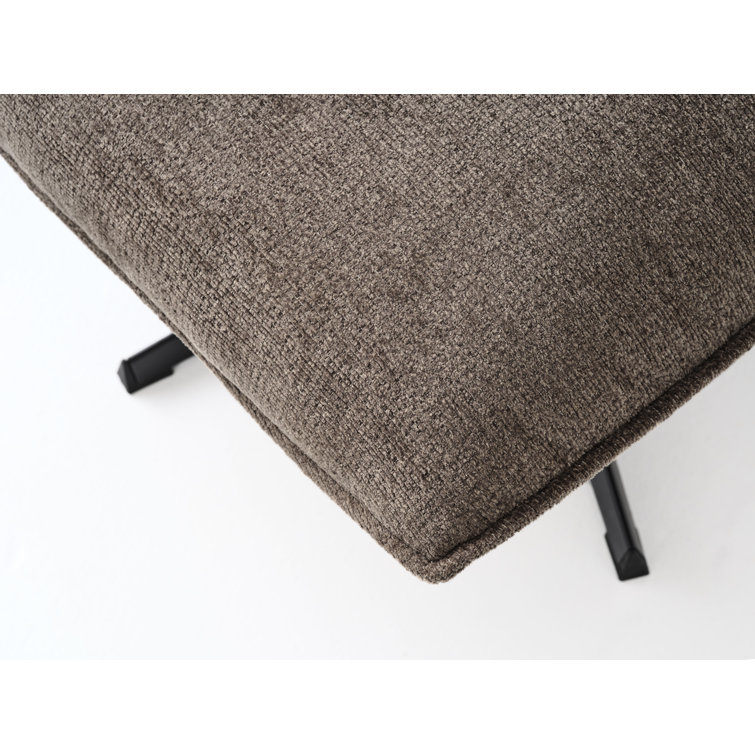Mocca Polyester Blend Swivel Lounge Chair with Metal Base