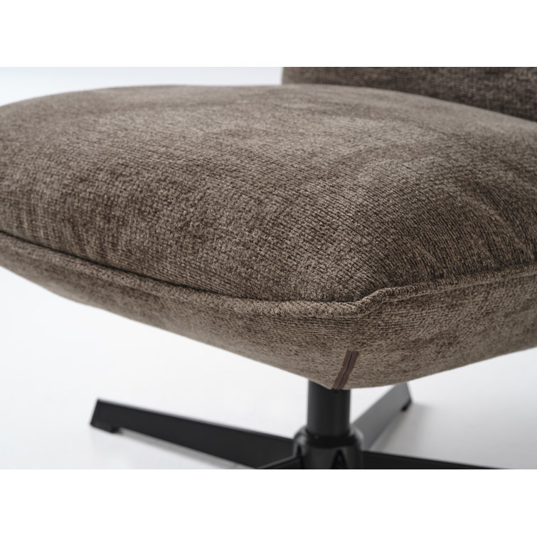 Mocca Polyester Blend Swivel Lounge Chair with Metal Base