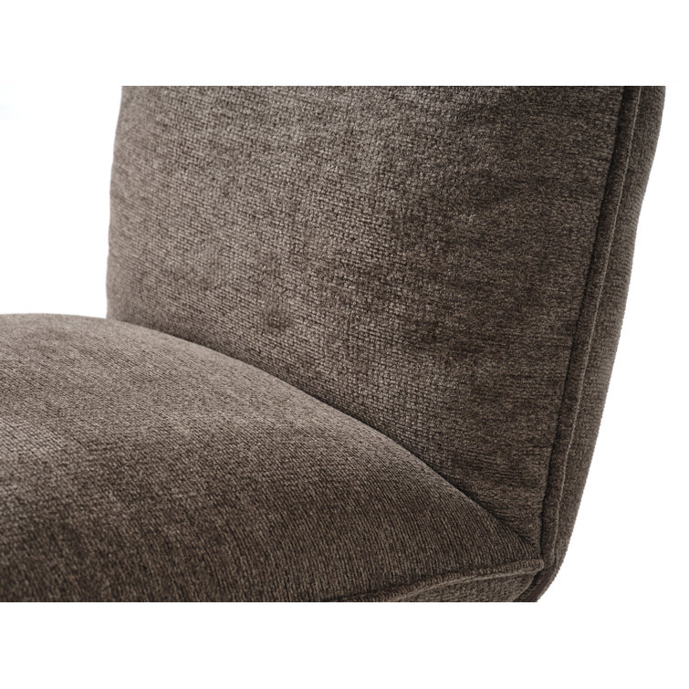 Mocca Polyester Blend Swivel Lounge Chair with Metal Base