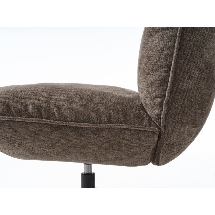 Mocca Polyester Blend Swivel Lounge Chair with Metal Base