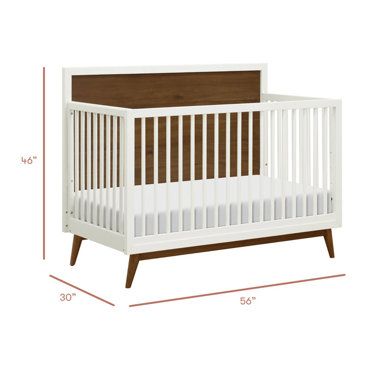 Palma White and Walnut 4-in-1 Convertible Crib with Toddler Bed Kit