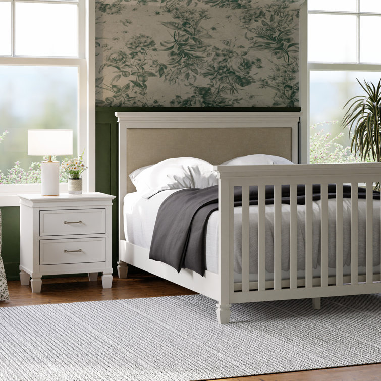 Darlington Warm White 2-Drawer Nightstand with Satin Nickel Handles