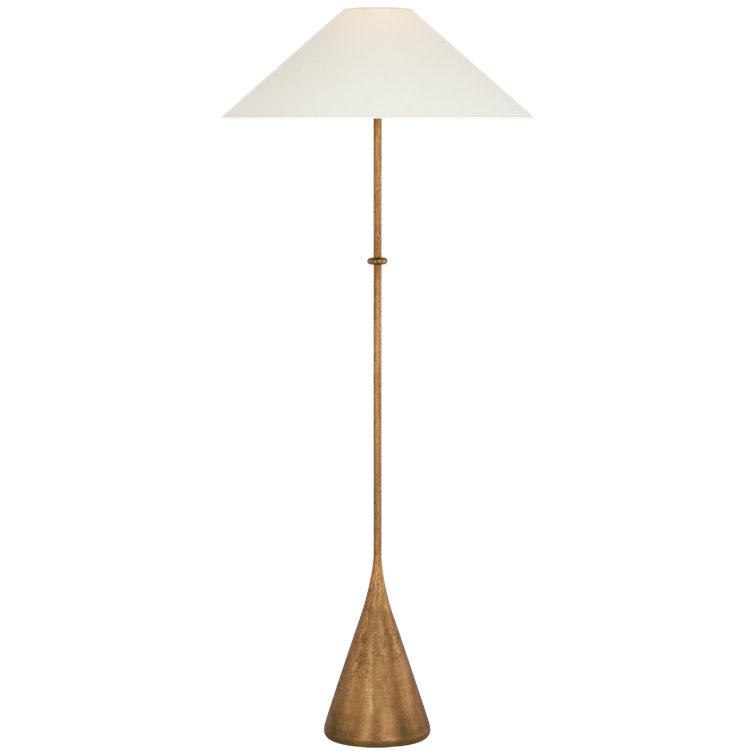 Museum Brass Adjustable Outdoor Floor Lamp with Linen Shade