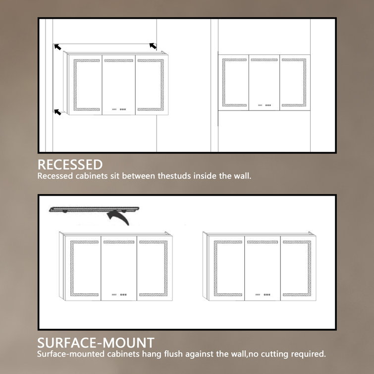 48'' x 32'' Silver Aluminum LED Medicine Cabinet with Mirror
