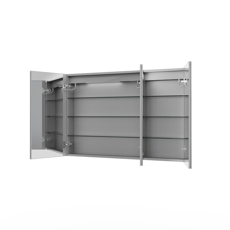 48'' x 32'' Silver Aluminum LED Medicine Cabinet with Mirror