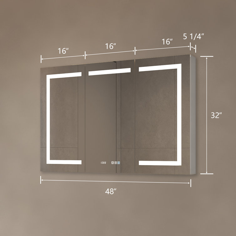 48'' x 32'' Silver Aluminum LED Medicine Cabinet with Mirror