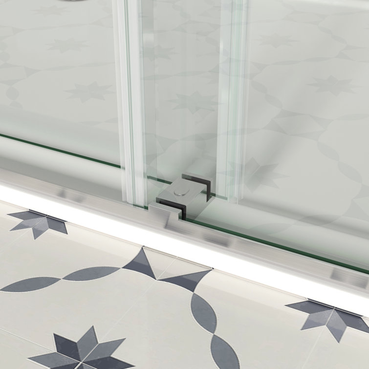 72" Frameless Double Sliding Shower Door with Clear Glass and Nickel Finish