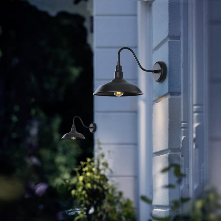 Matte Black Metal Gooseneck Outdoor Wall Sconce