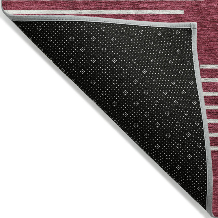 Garnet Red Synthetic Flat Woven Rectangular Rug 1'8" x 2'6"